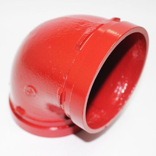青岛沟槽式管接件-90度弯头 消防红色沟槽管件 弯头 等径.