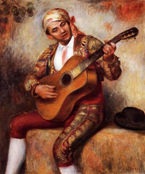 "西班牙的吉他手", 油画 通过 pierre-auguste renoir (1841-1919