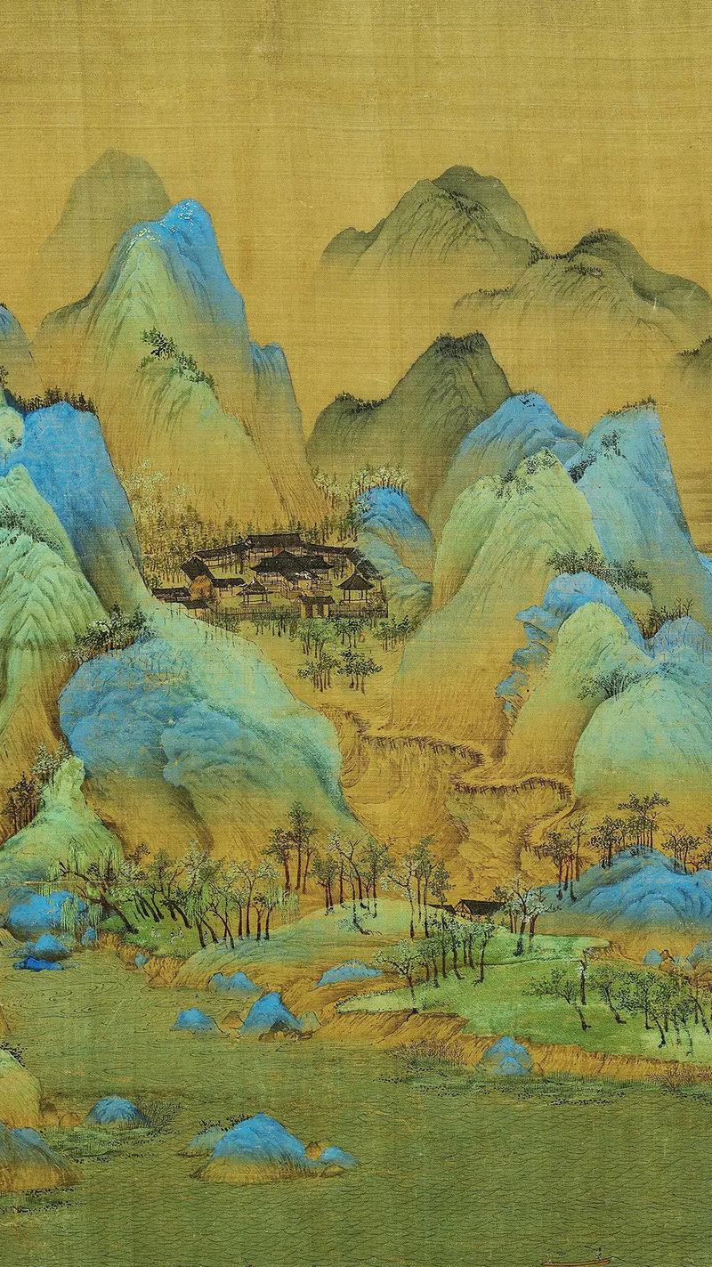 千里江山图 建筑视角 《千里江山图》是宋代青绿山水画中具有 - 抖音
