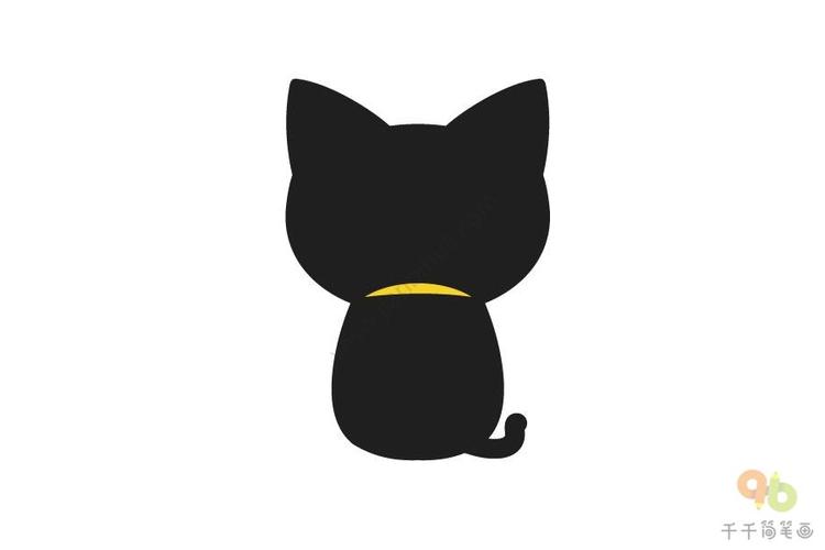 黑色小猫背影简笔画步骤图