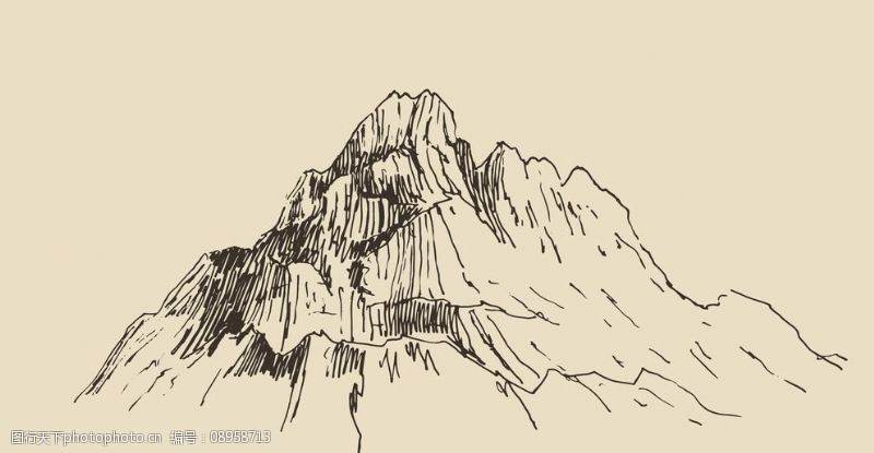 高山山脉简笔画插图绘画山峦山川自然风景设计每天学一幅简笔画