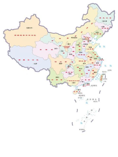 中国行政区划竖版标准地图中国行政区划等级1,一级行政区-省级行政区