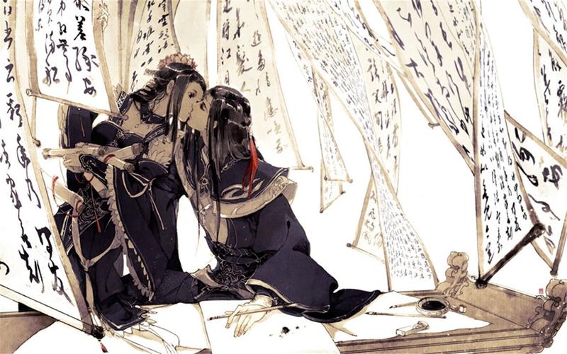 唯美中国古风人物爱情手绘壁纸图片下载