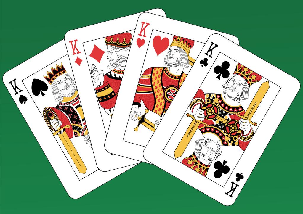 四大天王,四列王纪上扑克牌上一个绿色的背景
