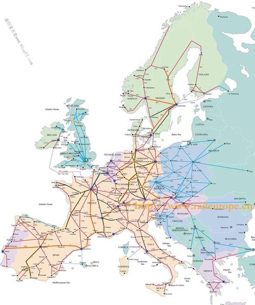 欧洲铁路地图