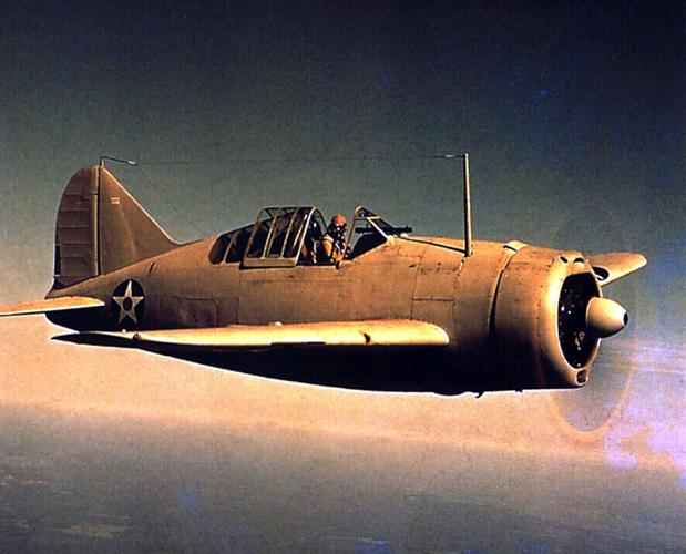 二战初期,美军f2a"水牛"战斗机.