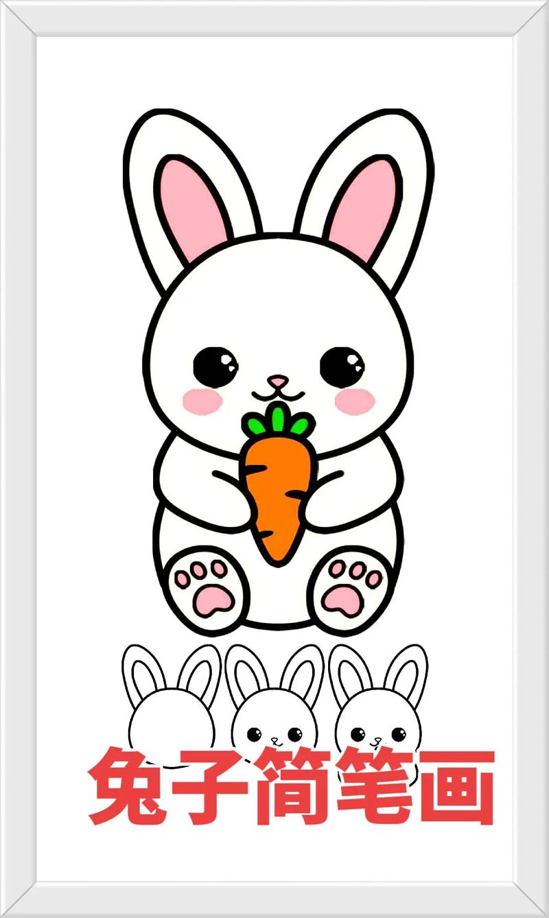 可爱兔子简笔画升级版.#图文伙伴计划 #兔子 #简笔画 - 抖音