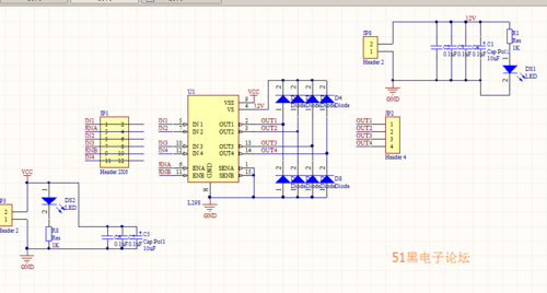 l298n电机驱动模块的pcb和电路原理图