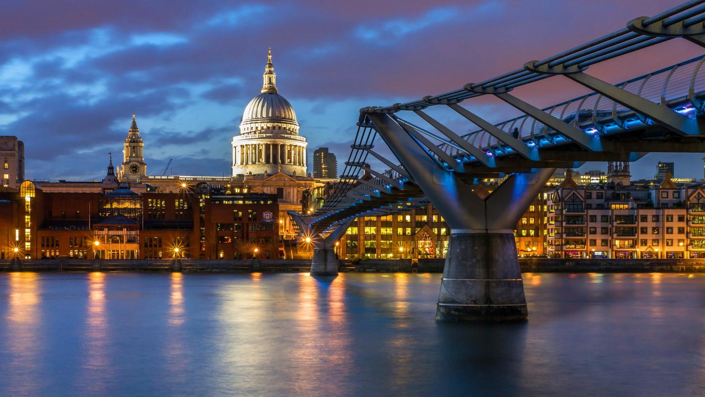伦敦千禧桥夜景摄影高清桌面壁纸-风景壁纸-手机壁纸下载-美桌网