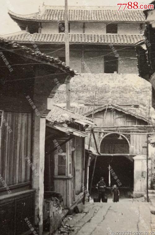 安庆旧影民国时期安庆古城大南门镇海门城楼及城内街景原版老照片一枚