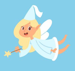 飞行的小精灵仙女可爱的矢量女孩公主字符可爱的美丽 fairy-tale 天使