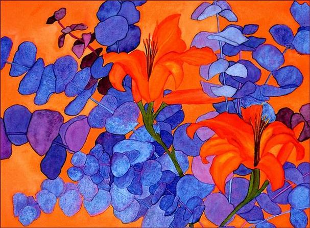 色彩斑斓的美国花卉水彩画︱艺术家萨拉·斯蒂尔作品