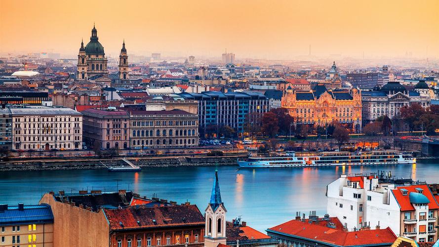 匈牙利布达佩斯城市,河流,建筑物,房屋,日落 640x1136 iphone 5/5s/5c