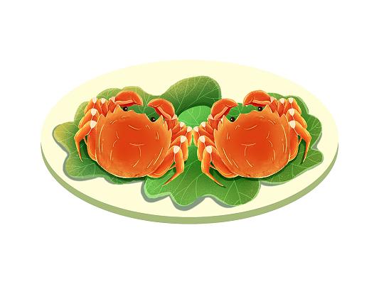 彩色手绘卡通中秋节大闸蟹螃蟹美食元素png素材