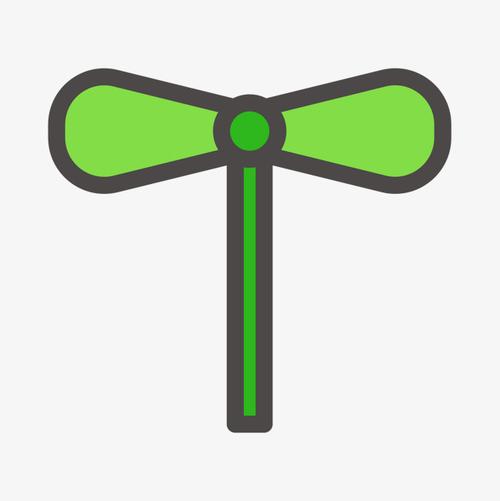 绿色手绘圆弧竹蜻蜓元素