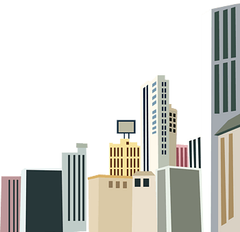 卡通手绘城市建筑高楼大厦矢量图