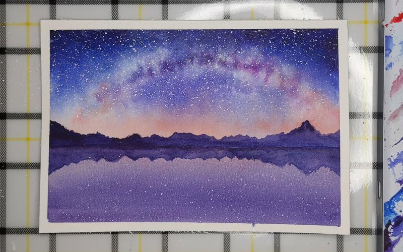 活动  水彩星空-湖面上的星空