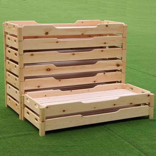 批发幼儿园木质床儿童叠叠床单人带护栏午托床松木可定做