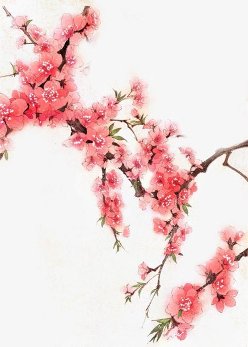 搜图123 元素 中国风 彩色水墨画 水彩画 花卉 古代风 风景 落花流水