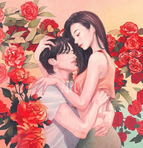 韩国画师梁世恩zipcy情头及壁纸系列美女画美人的美腻情趣与温情