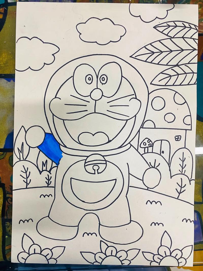 哆唻a梦儿童画.#创意美术 #一起学画画 #可爱卡通 - 抖音