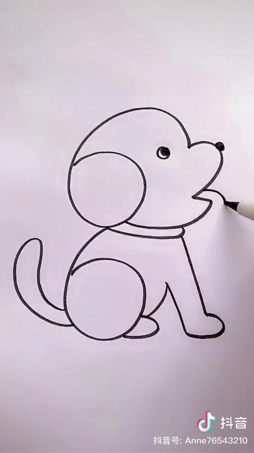 画蹲着的小狗动物简笔画杯子里的小狗简笔画如何绘画可爱小狗简单好看