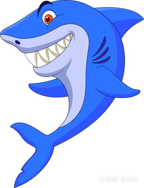 摄图新视界 插画 动物 可爱的鲨鱼卡通.eps