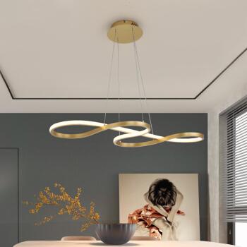 led现代简约餐厅灯创意北欧轻奢吊灯个性音符餐桌灯吧台艺术灯具金色