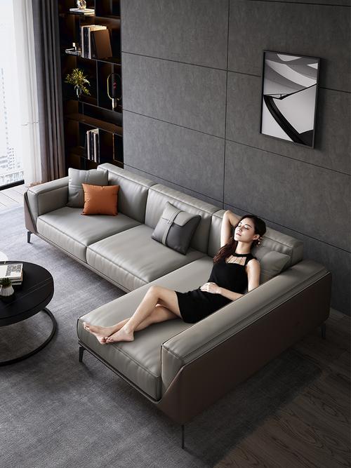 意式极简轻奢真皮沙发头层牛皮现代简约转角沙发沙发客皮艺沙发