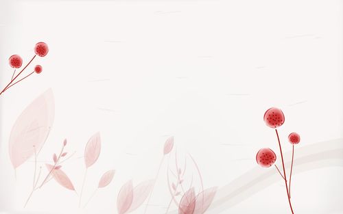 红叶红果淡淡粉红幻灯片背景图片