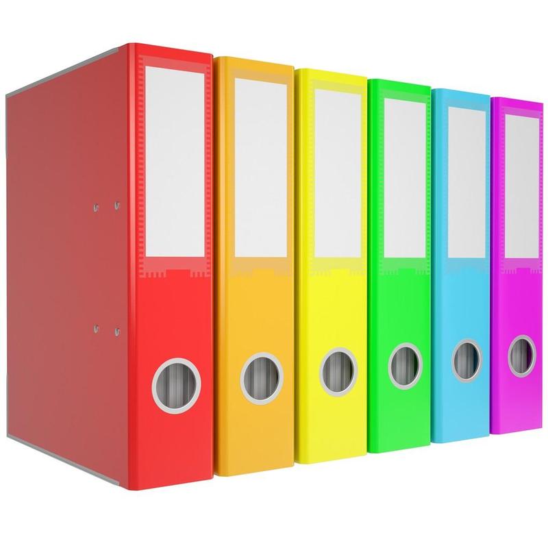 彩色文件夹的堆栈,一大堆的办公用纸的彩色文件夹