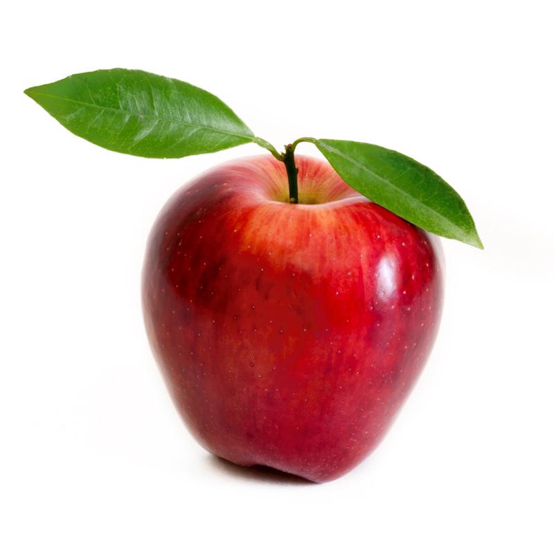 在白色背景上孤立的单个红苹果
