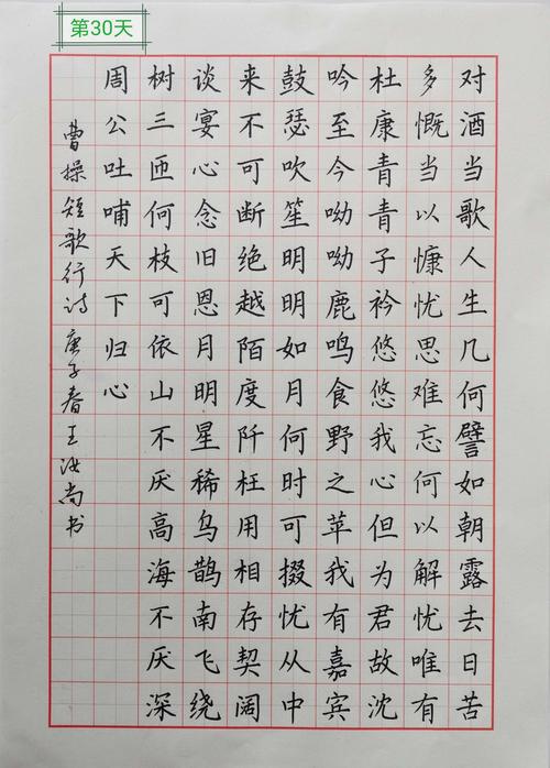 新高阳书法教育集团王汝尚老师60天硬笔书法作品展