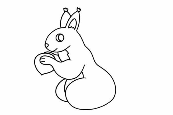 第五步:涂色,可爱的松鼠简笔画就完成了.