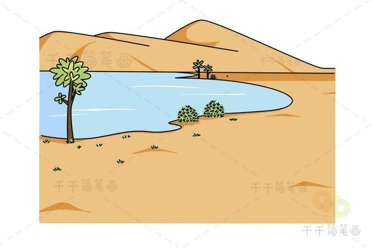 沙漠上的树简笔画