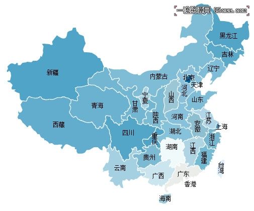 蓝色各省市可拆分的flash中国地图源码