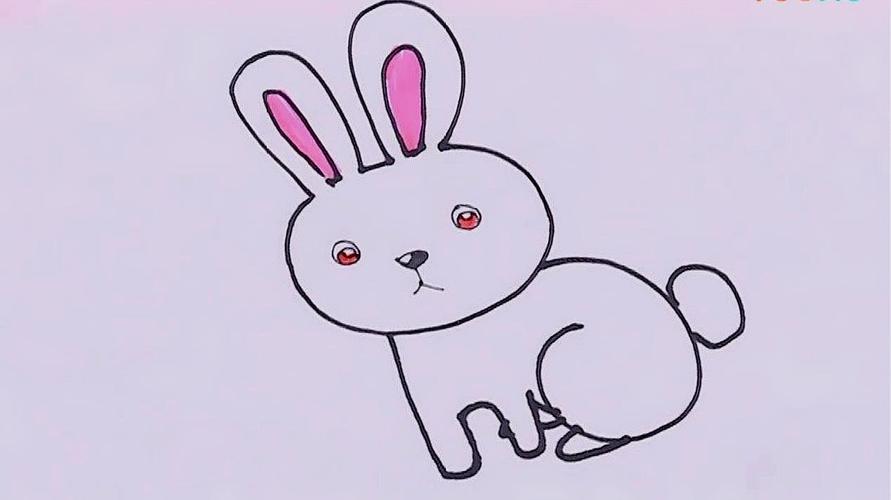 画兔子的简笔画教程:好可爱的兔子简笔画,一分钟就画好了