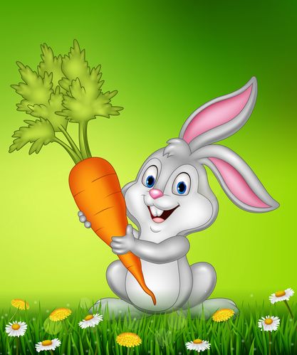 抱着胡萝卜的可爱兔子