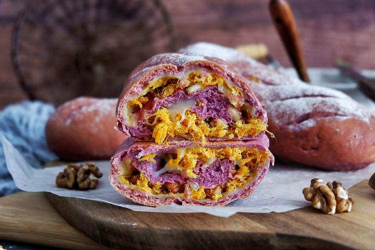 紫薯麻薯核桃肉松软欧包#美味烤箱菜,就等你来做!#的做法图解21