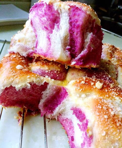紫薯花朵面包的做法,紫薯花式包的做法大全