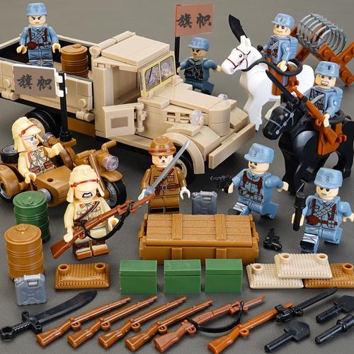 乐高积木八路军地道战小鬼子日军士兵人打仗军事拼装小人模型玩具