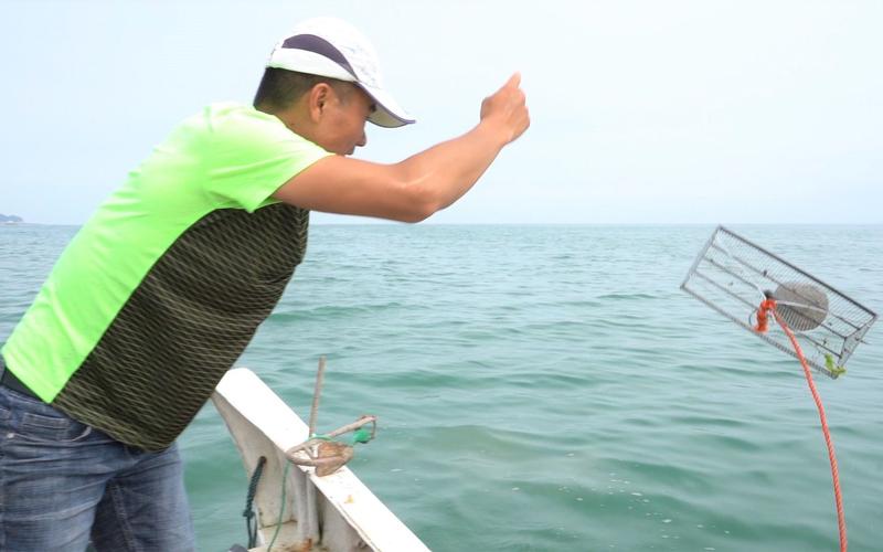 阿烽又找到赶海新方法用铁做成网兜丢进海里竟捞起十斤海鲜