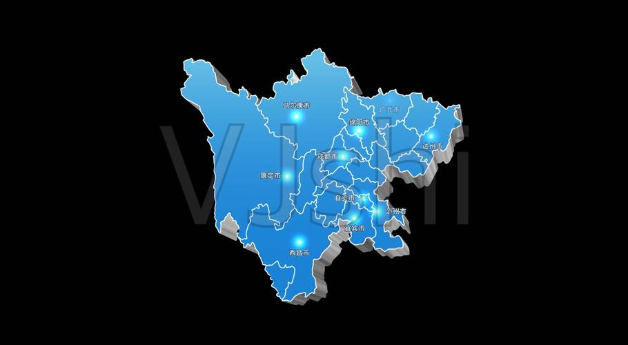 四川省三维立体地图区域通道视频蓝色_2753x1512_高清视频素材下载