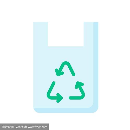 与环保相关的回收标志,在塑料袋载体上的扁平化风格