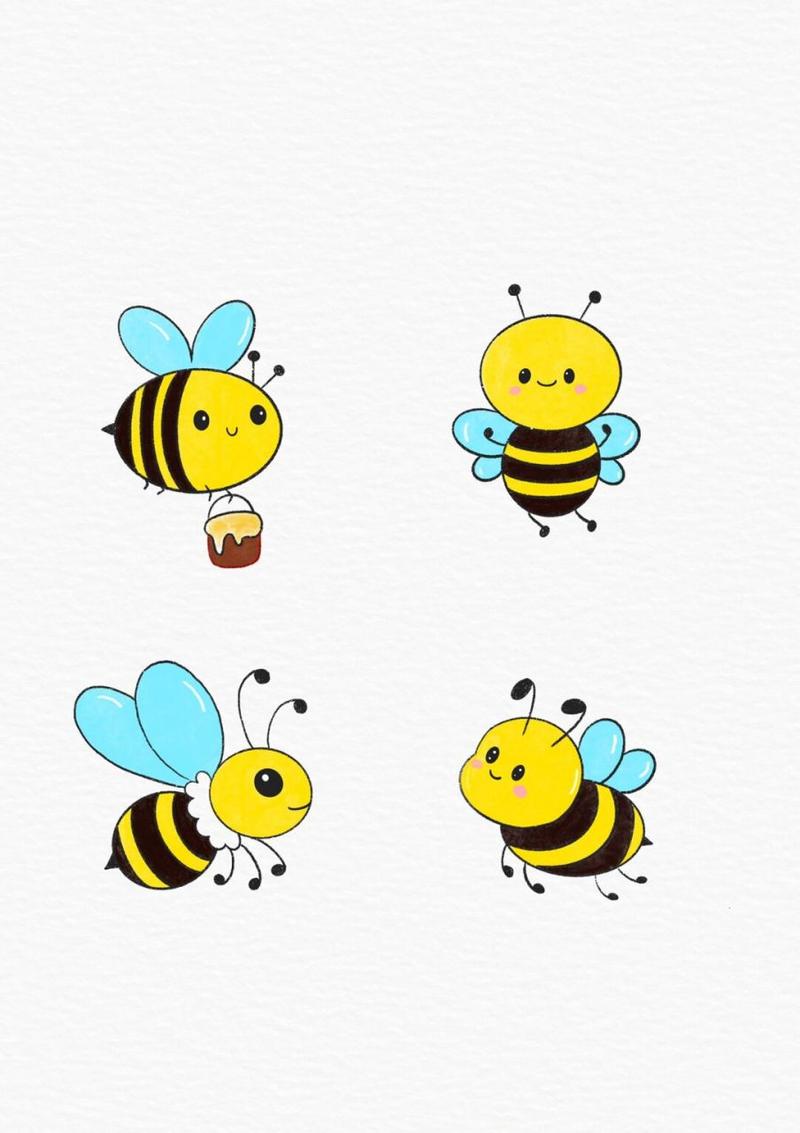小蜜蜂简笔画 五一劳动节到了,手抄报,画画必备的小蜜蜂来啦!