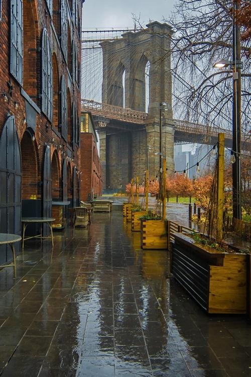 壁纸 纽约,咖啡馆,桥梁,潮湿,下雨 1920x1200 hd 高清壁纸, 图片