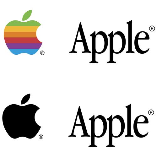 彩色条纹和黑色iphone苹果logo0