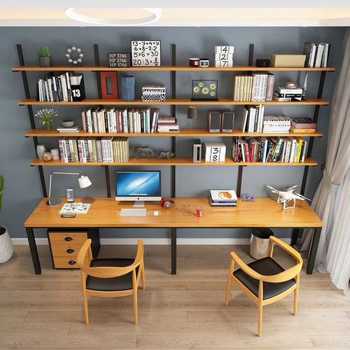 书房布置书桌书架组合一体桌怎么样?