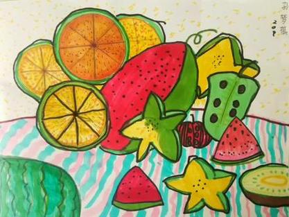 2年级美术作业——切开的果实#爱画画的孩子 #儿童画分享 - 抖音
