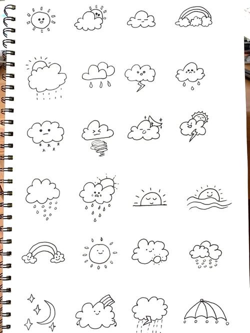 手帐涂鸦手帐素材简笔画卡通图案天气